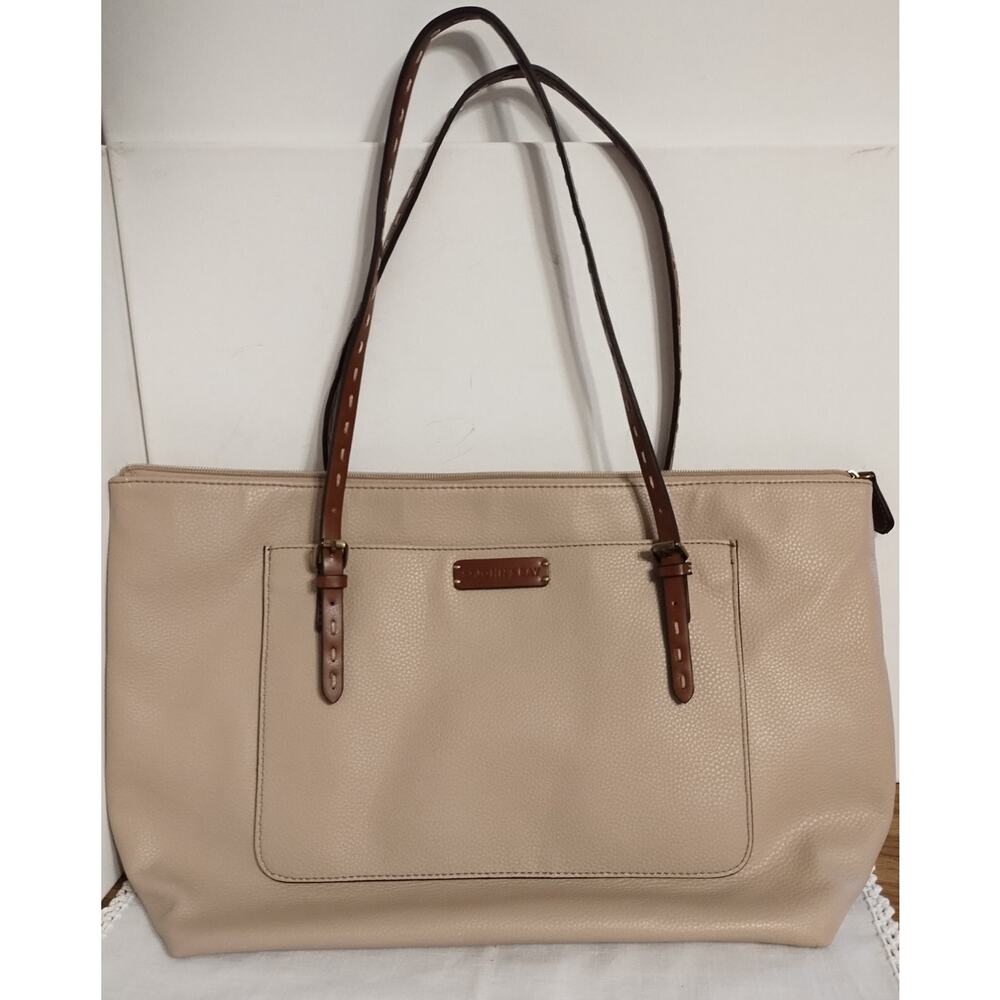 St. John's Bay Tan w/Brown Straps Tote Bag